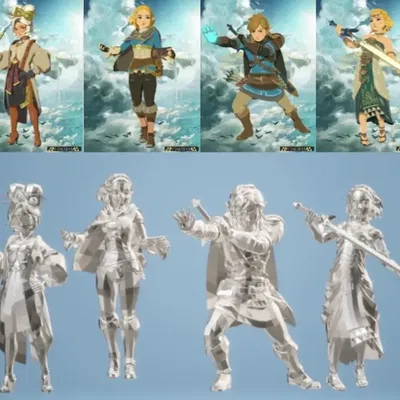 Nhân vật Link và hai phiên bản Zelda trong Tears of the Kingdom