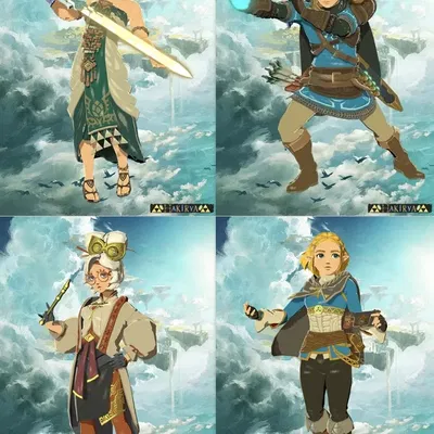 Nhân vật Link và hai phiên bản Zelda trong Tears of the Kingdom