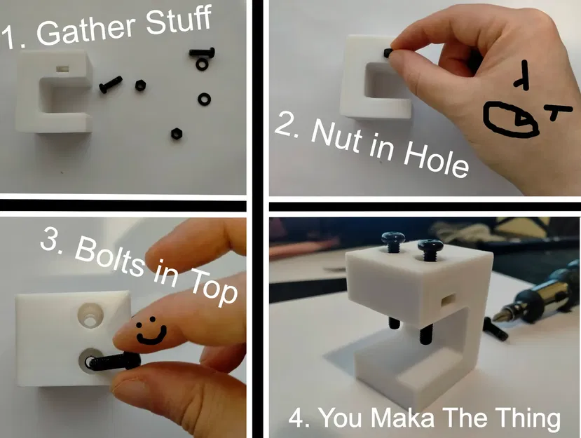 Kẹp bàn M5 với ốc vít và đai ốc 3D - Image 2