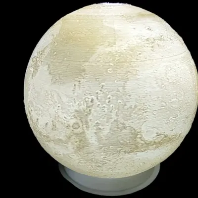 Quả cầu lithophane mô phỏng sao Hỏa và mặt trăng có ông già Noel