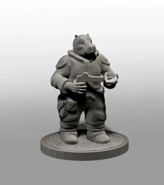 Mô hình nhân vật Hippo-folk DnD với nỏ - Image 1
