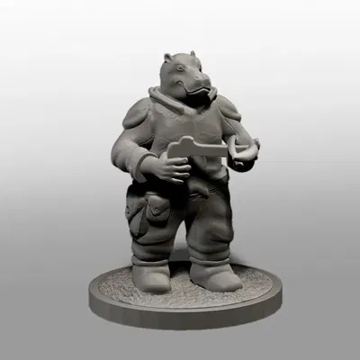 Mô hình nhân vật Hippo-folk DnD với nỏ