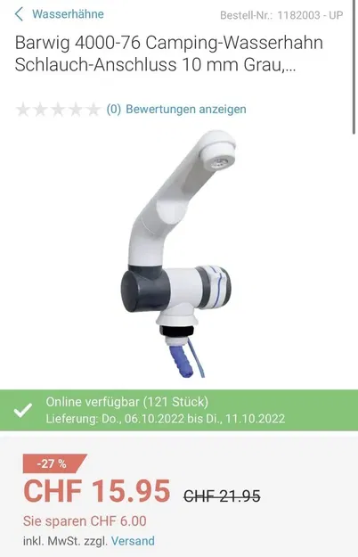 Bộ chuyển đổi cho vòi nước Barwig trên VW T6.1 California - Image 2