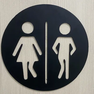 Biểu tượng nhà vệ sinh hài hước với ngữ cảnh đơn giản