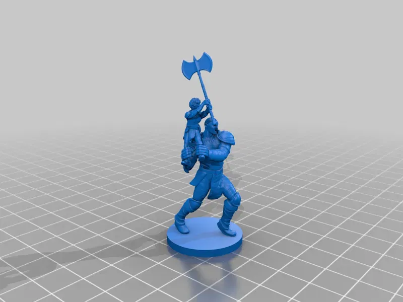 Nhân vật Goliath chiến binh cầm chiến axe với halfling - Image 2