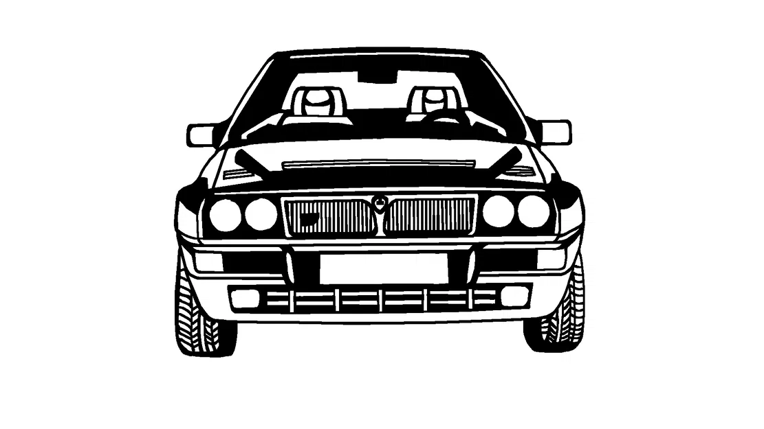 Silhouette xe Lancia nghệ thuật tường 2D - Image 2