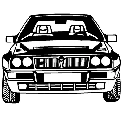 Silhouette xe Lancia nghệ thuật tường 2D