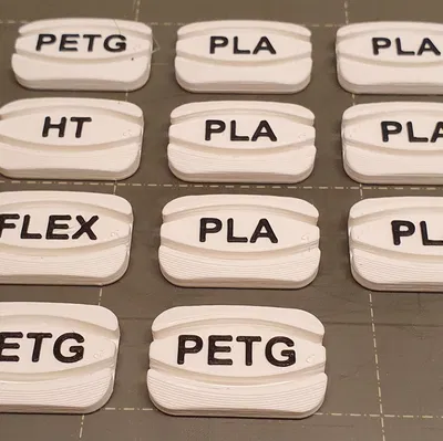 Kẹp filament với tên vật liệu cho máy in 3D