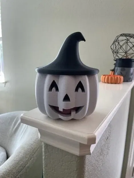 Giá đỡ nến Jack O Lantern Halloween với mũ cho nến 3 wicks - Image 1