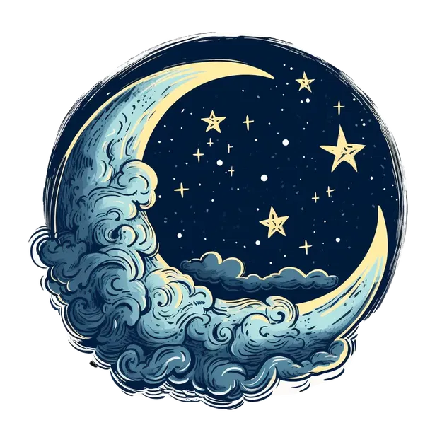 Tranh vẽ mặt trăng hình lưỡi liềm tuyệt đẹp từ HueLabs - Image 1
