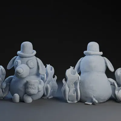 Chú chó trong ngọn lửa với chiếc mũ hài hước