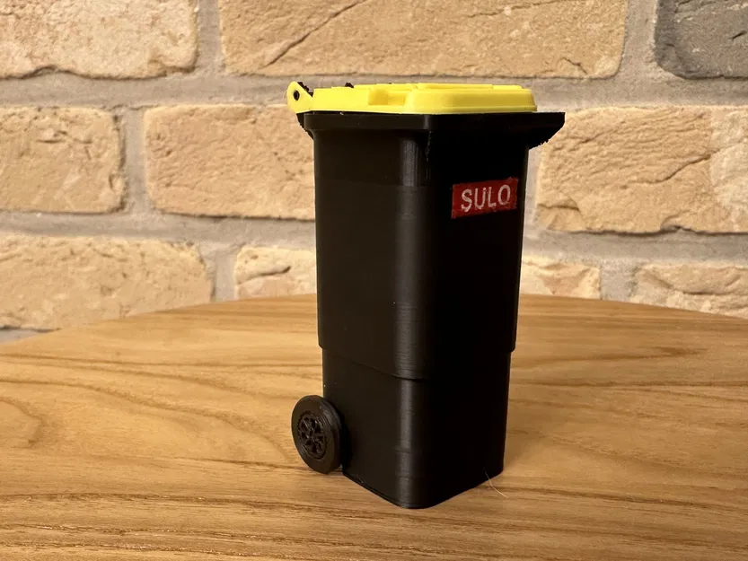 Thùng rác mini 80l 3D cho nhà búp bê với bánh xe xoay - Image 1