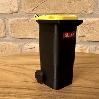 Thùng rác mini 80l 3D cho nhà búp bê với bánh xe xoay