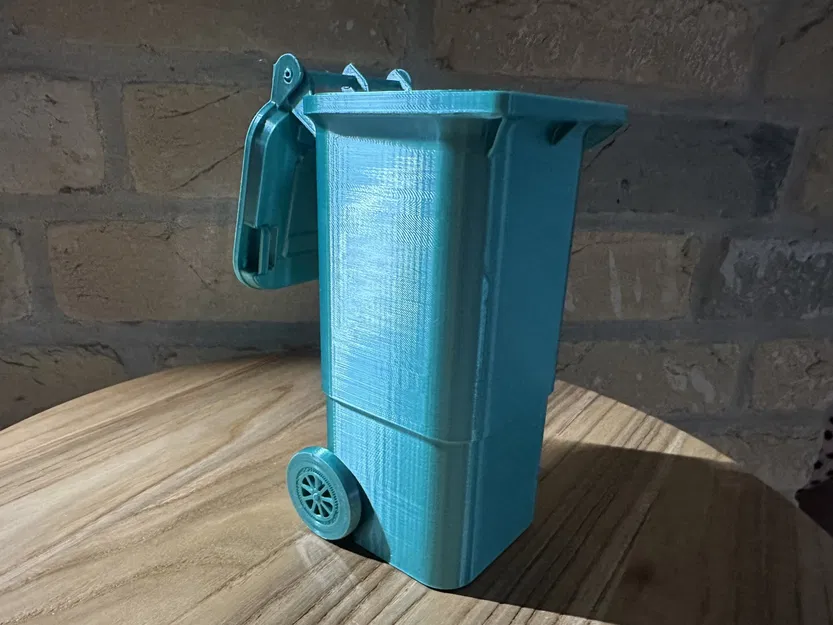 Thùng rác mini 80l 3D cho nhà búp bê với bánh xe xoay - Image 3