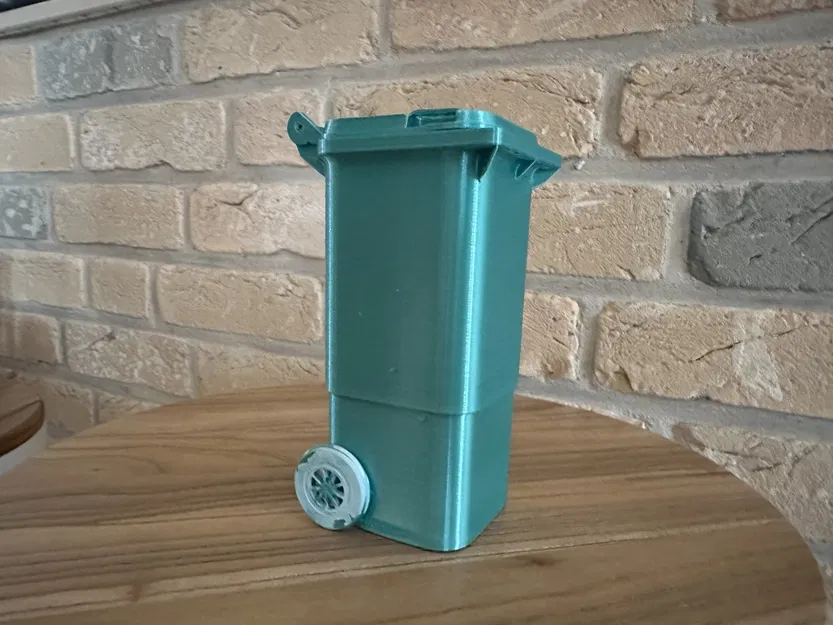 Thùng rác mini 80l 3D cho nhà búp bê với bánh xe xoay - Image 6