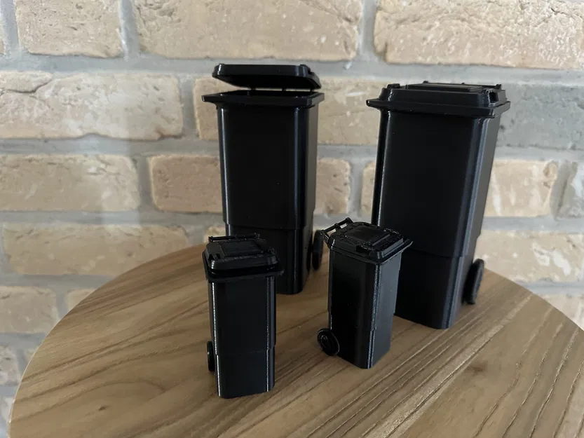 Thùng rác mini 80l 3D cho nhà búp bê với bánh xe xoay - Image 9