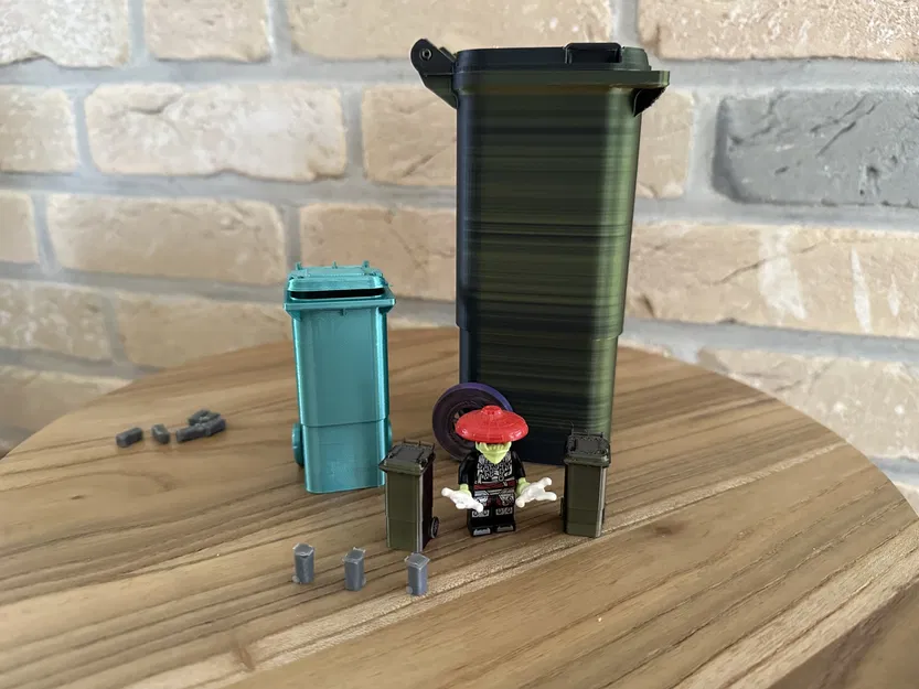 Thùng rác mini 80l 3D cho nhà búp bê với bánh xe xoay - Image 23