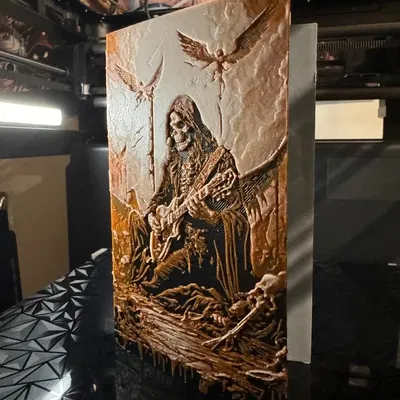 Thiệp chúc mừng Halloween với bộ xương chơi guitar