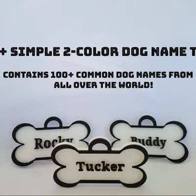 Thẻ tên chó đơn giản 2 màu với hơn 100 tên phổ biến