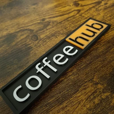 Biển hiệu Coffee Hub hài hước cho máy pha cà phê