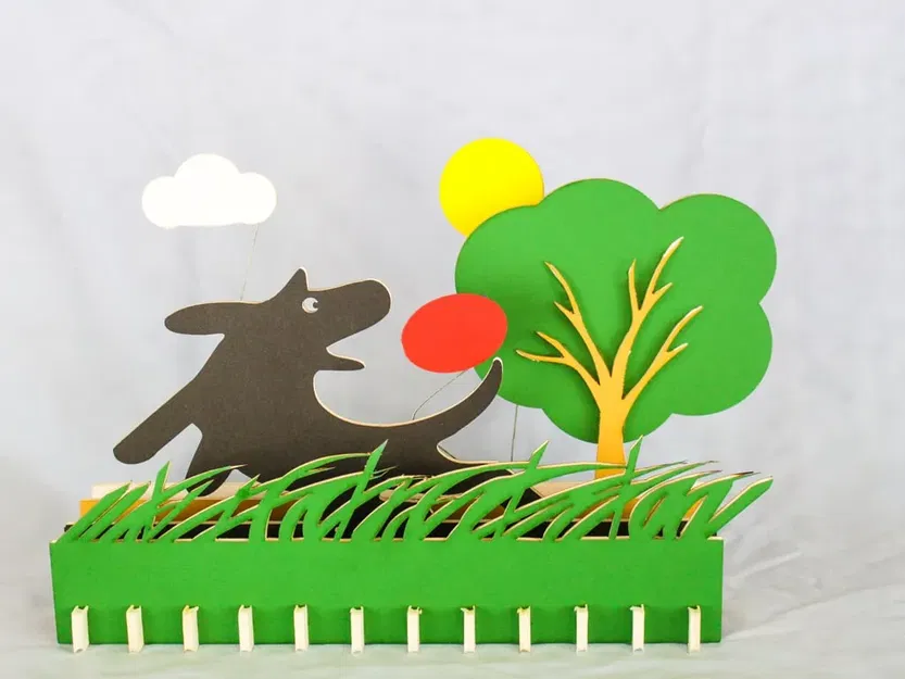 Cảnh chơi đùa tại công viên chó với thiết kế laser cắt - Image 1