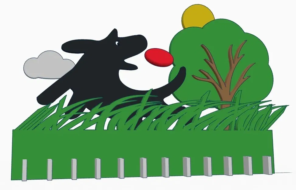 Cảnh chơi đùa tại công viên chó với thiết kế laser cắt - Image 2