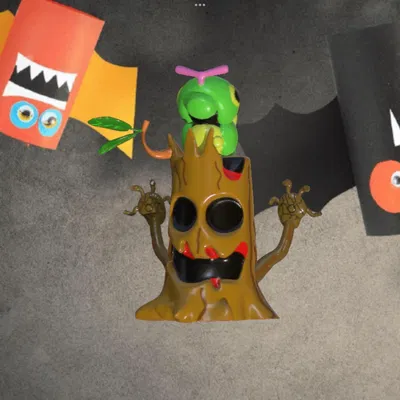 Caterpie trên gốc cây Halloween