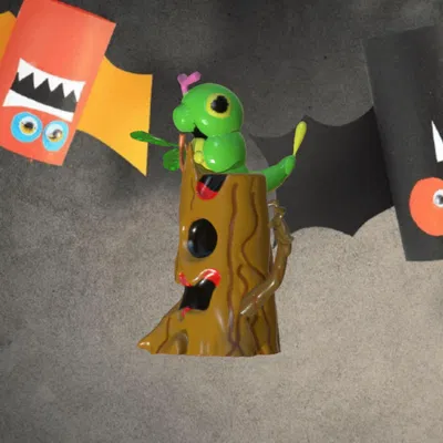 Caterpie trên gốc cây Halloween