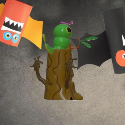 Caterpie trên gốc cây Halloween