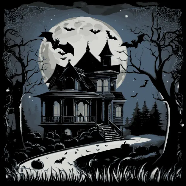 Biệt thự Halloween đáng sợ - Thiết kế in từ HueForge - Image 1