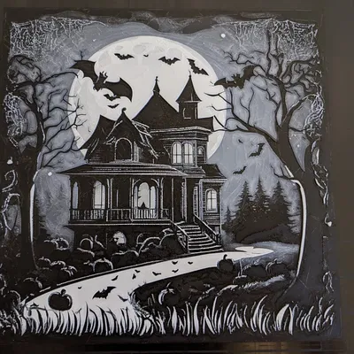 Biệt thự Halloween đáng sợ - Thiết kế in từ HueForge