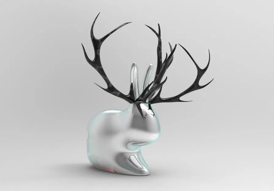 Thỏ trang trí vàng với sừng độc đáo - Image 3