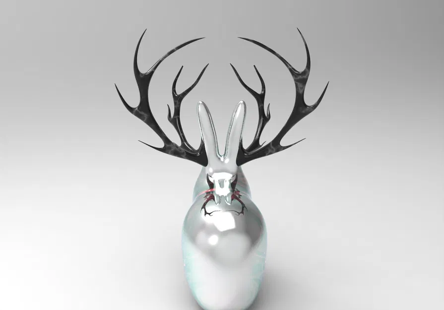 Thỏ trang trí vàng với sừng độc đáo - Image 4