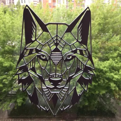 Thiết kế hình sói 2D trang trí tường hoặc pha lê