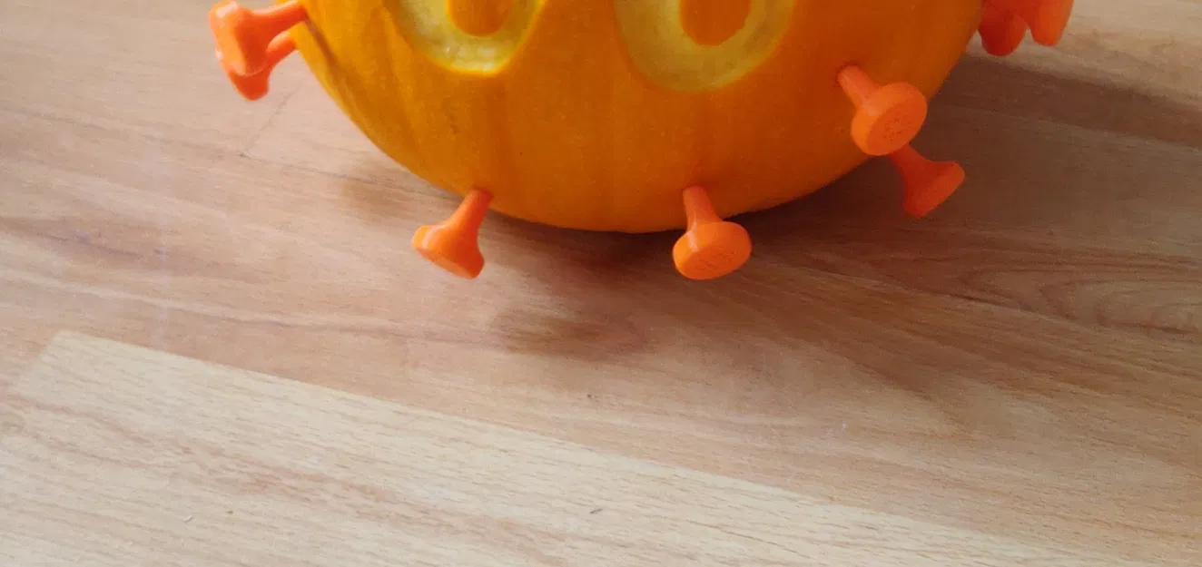 Quả bí ngô chủ đề Covid-19 với vi khuẩn - Image 1