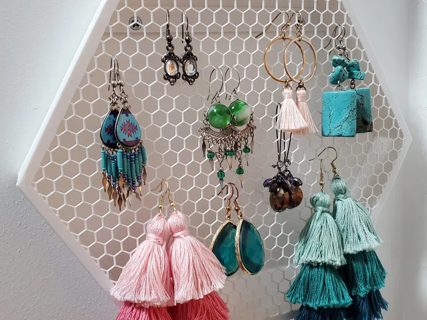 Giá đỡ hoa tai hình lục giác gắn tường - Image 2