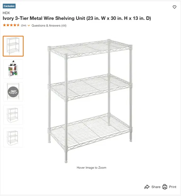 Giá đỡ kim loại 3 tầng HDX (23 in. W x 30 in. H x 13 in. D) - Image 2