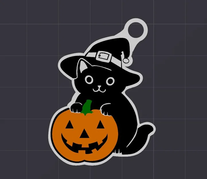 Móc khóa mèo Halloween ngồi trên bí ngô - Image 2