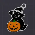 Móc khóa mèo Halloween ngồi trên bí ngô - Thumbnail 2