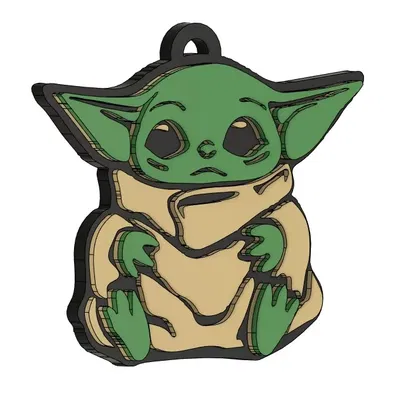 Móc khóa Baby Yoda đơn giản in màu với một extruder