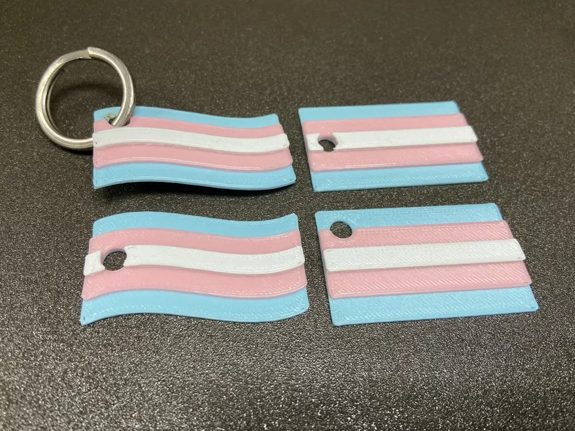 Móc khóa cờ chuyển giới phong cách sóng và hình chữ nhật - Image 1