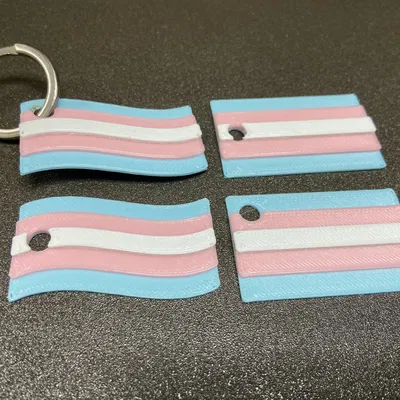 Móc khóa cờ chuyển giới phong cách sóng và hình chữ nhật