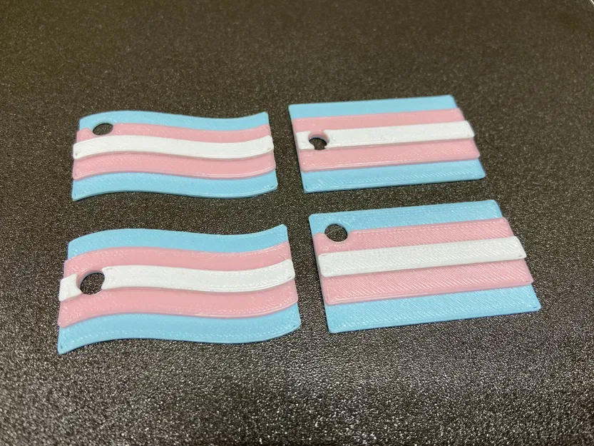 Móc khóa cờ chuyển giới phong cách sóng và hình chữ nhật - Image 2