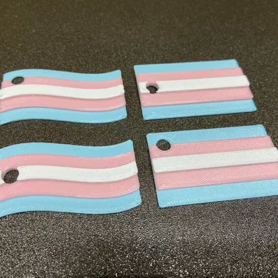 Móc khóa cờ chuyển giới phong cách sóng và hình chữ nhật