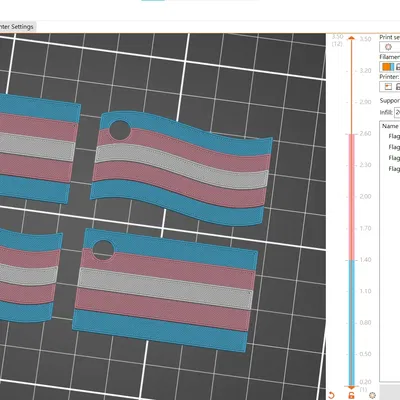 Móc khóa cờ chuyển giới phong cách sóng và hình chữ nhật