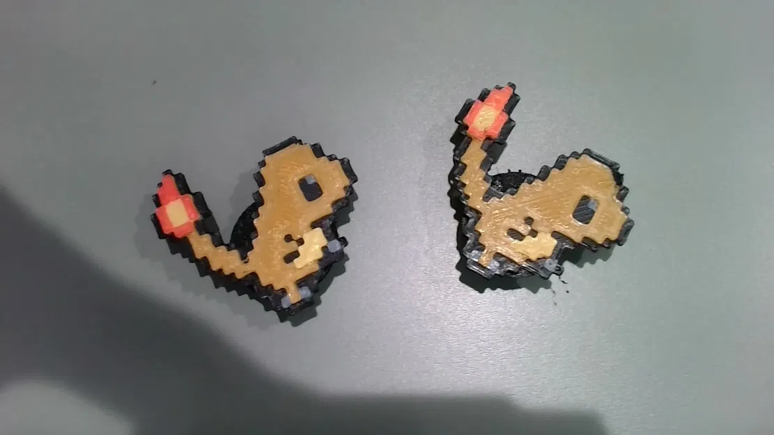Nghệ thuật pixel Charmander dễ in 3D hai mặt - Image 1