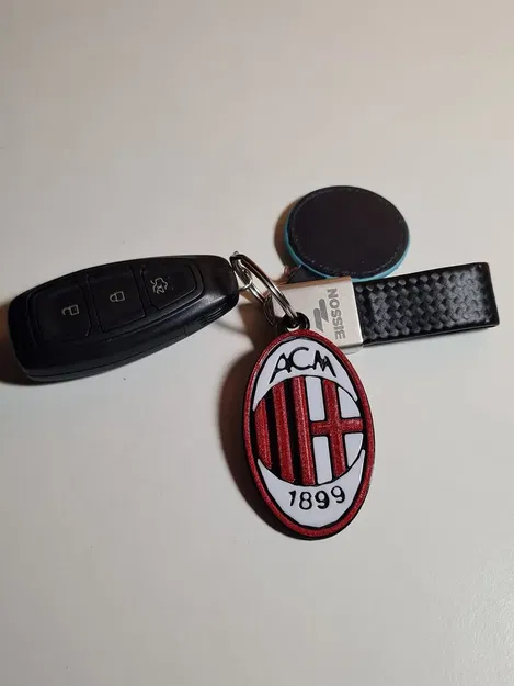 Móc khóa AC Milan in 3D với màu sắc đen, trắng và đỏ - Image 1