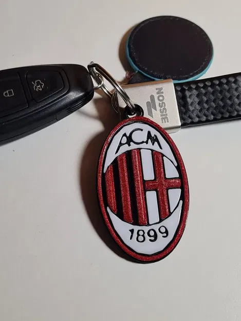 Móc khóa AC Milan in 3D với màu sắc đen, trắng và đỏ - Image 2