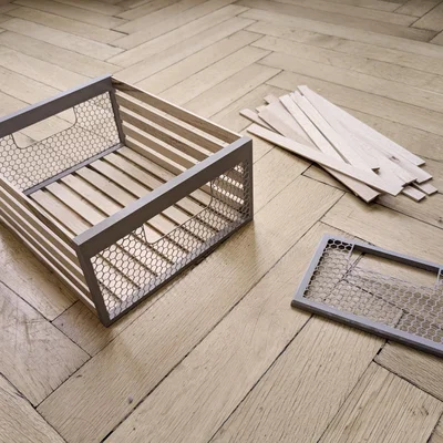 Giỏ gỗ dễ làm từ thanh gỗ với tay cầm