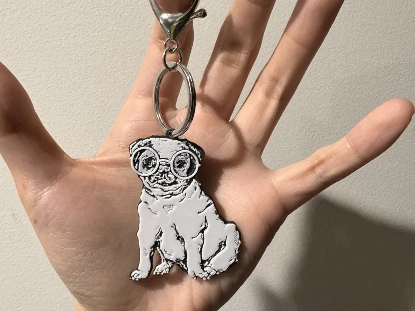 Móc khóa hình chó Pug dành cho người yêu thú cưng - Image 1